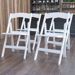E953 $90。Hercules Series Folding Chair - White Resin - Set of 4 800LB Weight Capacity Comfortable Event Chair - Light Weight Folding Chair  SET OF 4 P