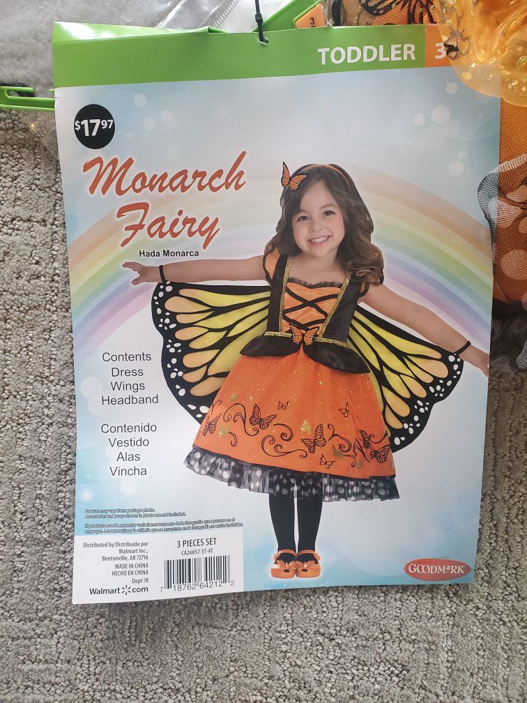 Monarch Butterfly Costume Toddler 3T-4T NIB