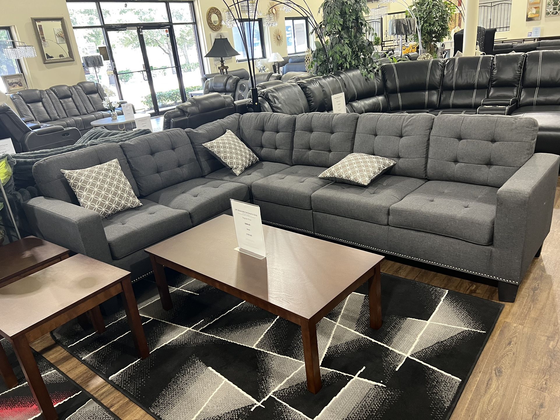 2 pcs reversible sectional in grey