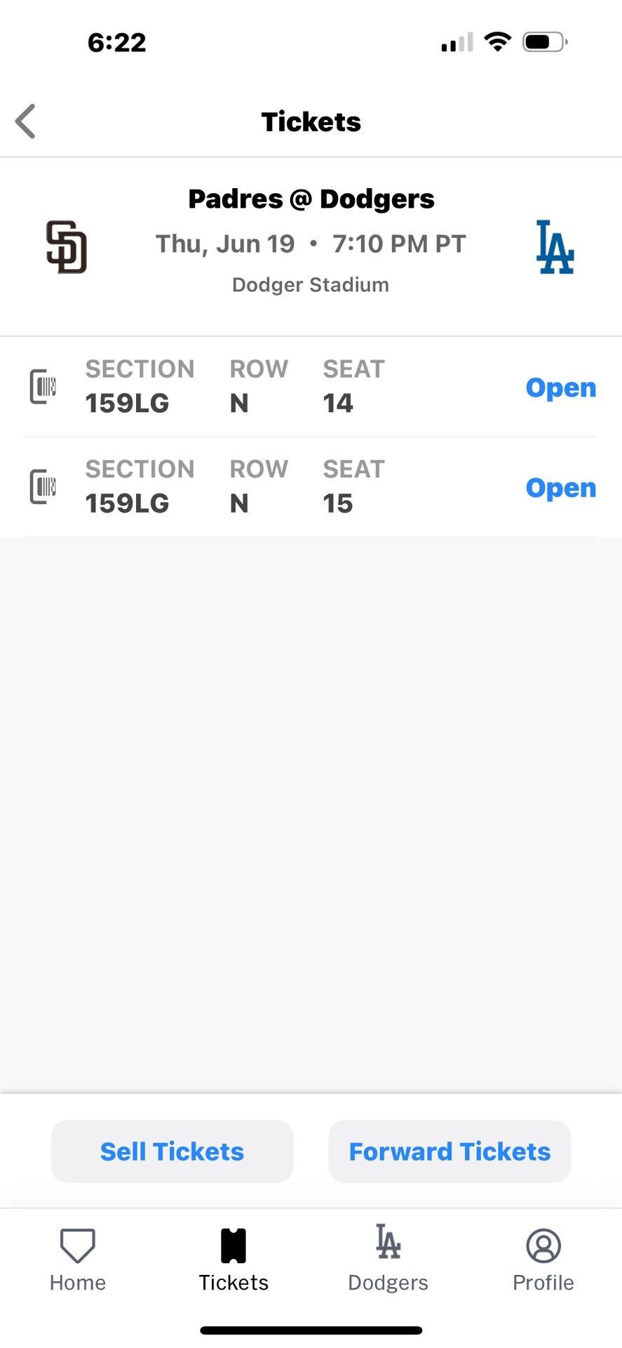 Dodger Tickets Thursday Night Against Padres