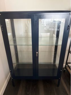 Glass door cabinet blue 31 7/8 x 44 1/2