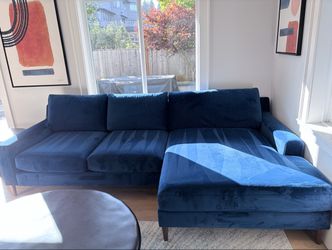 Interior Define Saylor Chaise Sectional — Navy Velvet