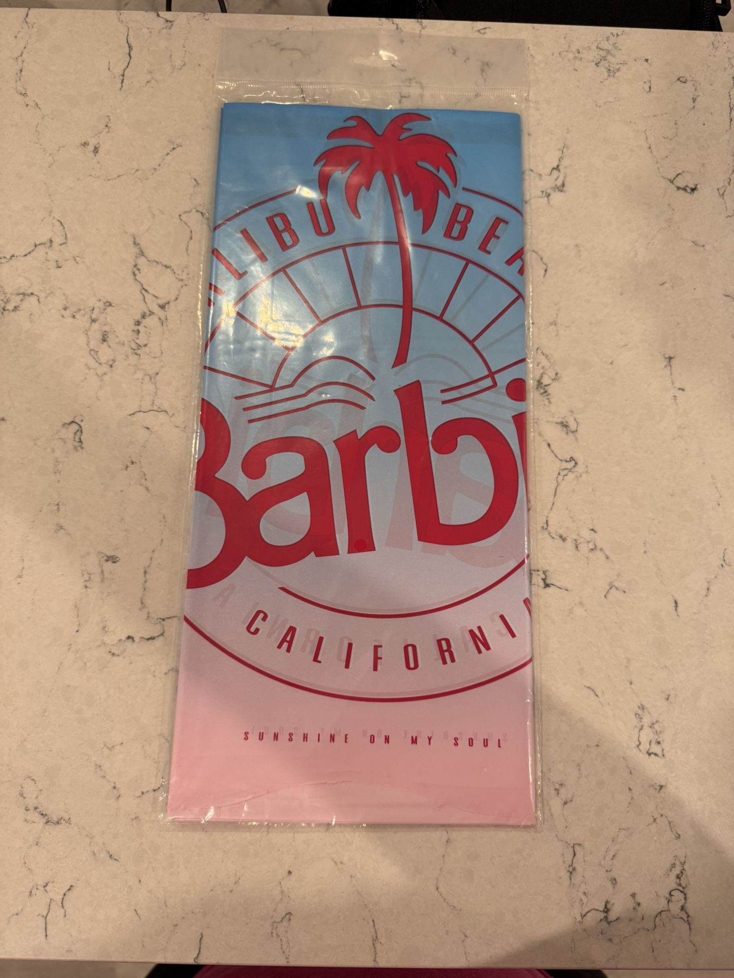Barbie™ Malibu Beach Party Pink Disposable Plastic Tablecloth