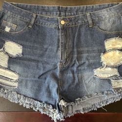 Three Pair Brand New Shein Distressed Denim Shorts