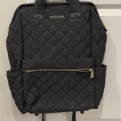 Joan And David Black Diamond Quilted Backpack W Mini Pouch