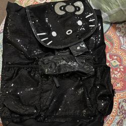 Hello Kitty Backpack Bag Black Sequin 