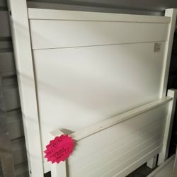 White Wood Twin Headboard, Footboard, and Bedrails
