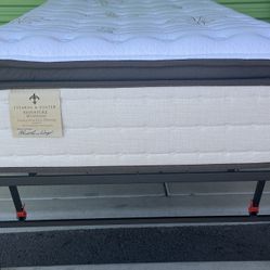 Twin XL Size Stearns & Foster Mattress With Platform Bed Frame