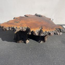 Custom Redwood Lace Burl Coffee Table & Root Base