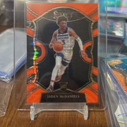 Jaden McDaniels Select Orange Pulsar RC /15 Basketball Card