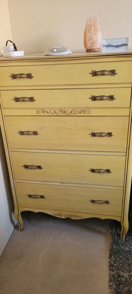 Antique Wood Dresser and Nightstand 