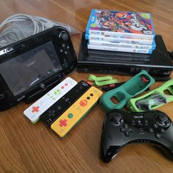 Wii U with controllers and games