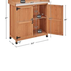 wooden garden potting bench table