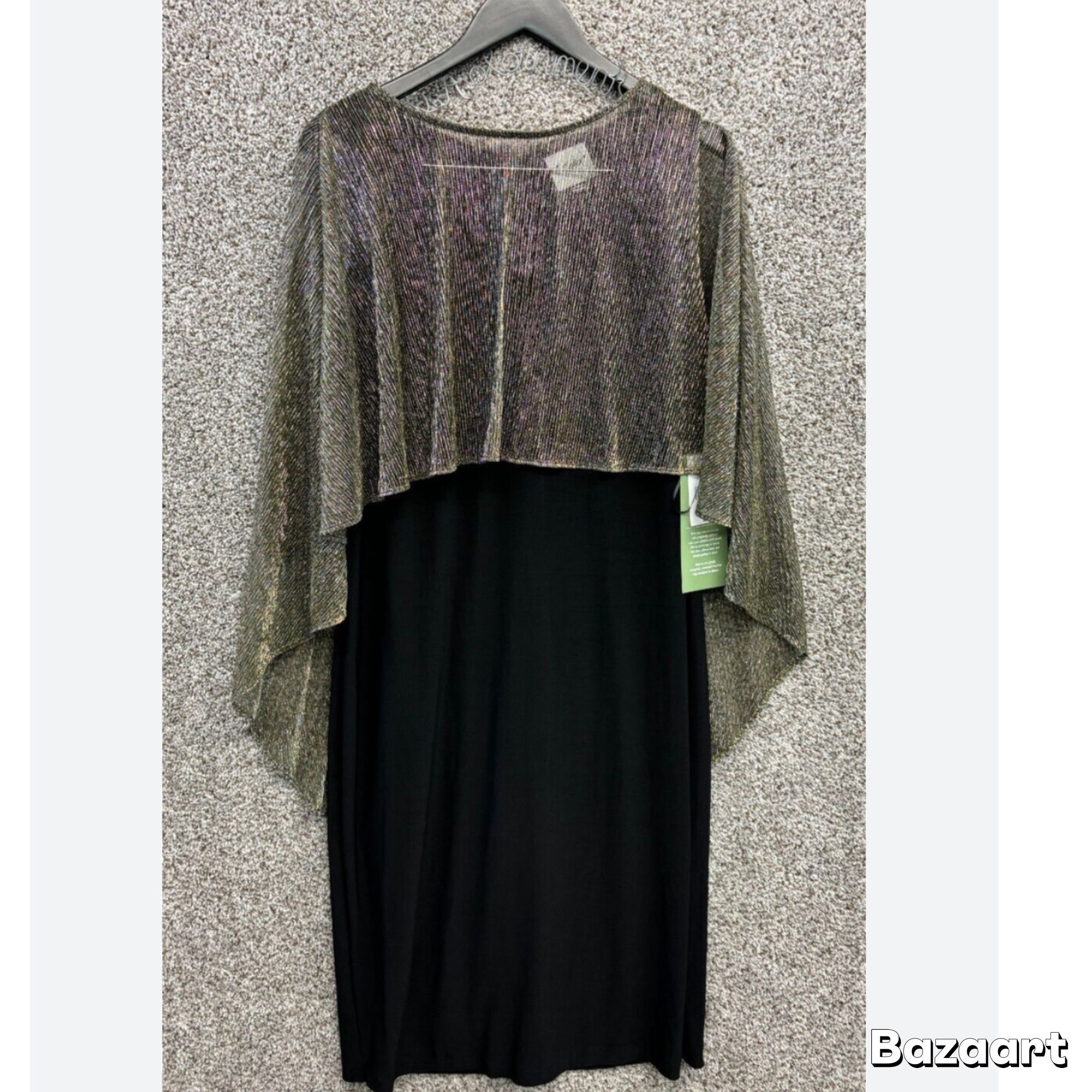 SZ 16 Black with Gold Metallic Caplet formal dress by J. Taylor Evening wear