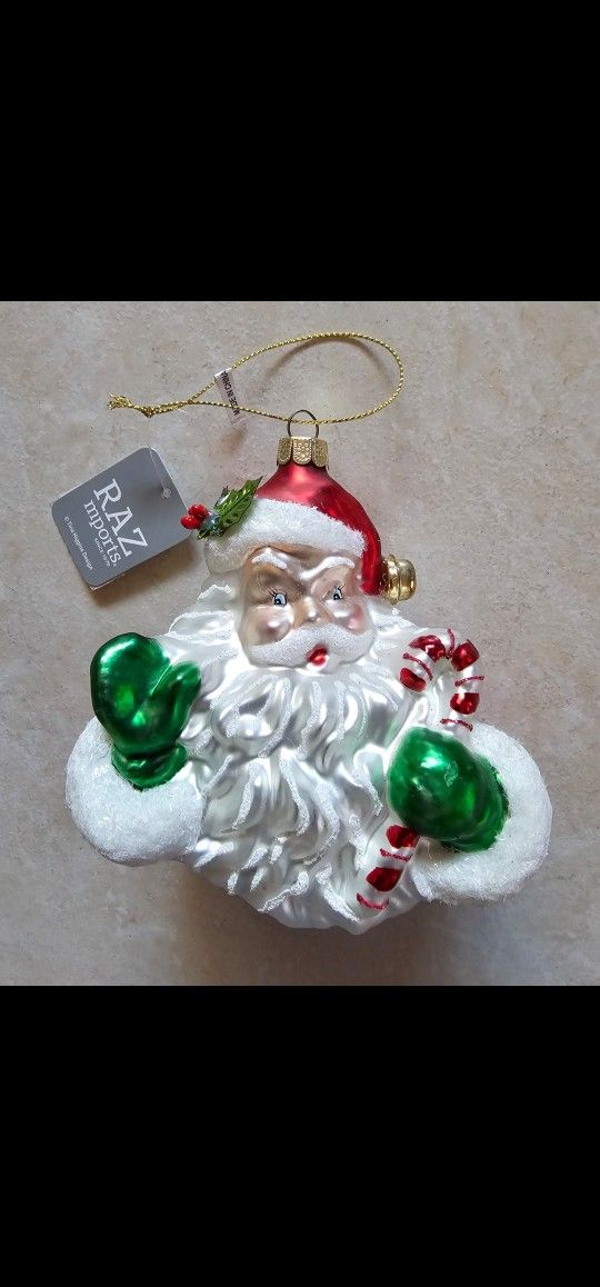 Tina Higgins Design Santa Claus Glass Hanging Ornament