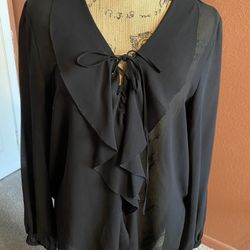 H&M Black Fashion Top; Size 12 (M/L)
