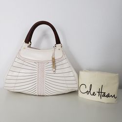 Cole Haan Off White Oversized Leather Satchel