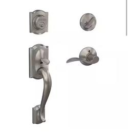 Schlage Camelot Satin Nickel Single Cylinder Door Handleset with Accent Handle@619-ACC