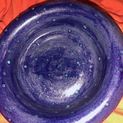Handmade ceramic bowl - blue with turquoise Poka oids