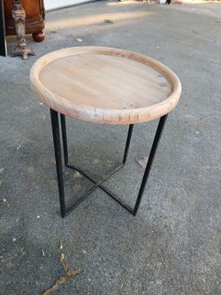 Rustic Round Side Table with a Natural Wood Top