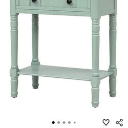 Narrow Entryway Table with Three Storage Drawers, Small Console Table with Bottom Shelf for Entryway Foyer, Retro Blue