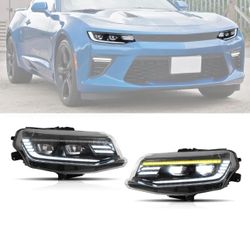 Fits 16-18 Chevrolet Camaro DRL LED Projector Headlights Front Lamps Assembly
New