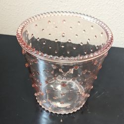 Vintage Pink Blush Hobnail Depression Glass Candle Holder/Vase/Tumbler 