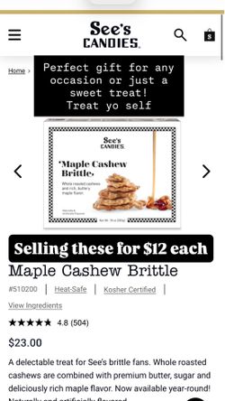 Sees candies maple cashew brittle