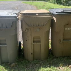 3 - Used 95-gallon Rolling Trash Bins