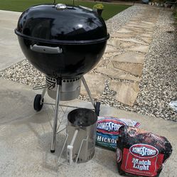 Weber Kettle Premium 22 in. Charcoal Grill in Black with Built-In Thermometer