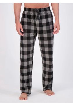 Hanes Black  plaid Men's Cozy Microfleece Pajama Sleep Pants Size XL.   (X)