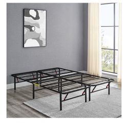 Bed Frame , Foldable Metal Platform, Sturdy Steel, No Box Spring Needed, 14 inches High, Tool-Free Setup, King Size, Black