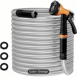 100-Foot Metal Garden Hose with Nozzle