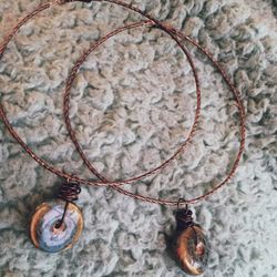 Handmade hoop earrings with turquoise stone accents