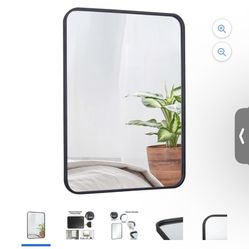Bathroom Rectangular Mirror Wall Mount Black Metal Frame 22 x 30"