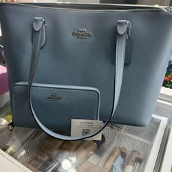 Coach Gallery Tote Bag Blue Set 
