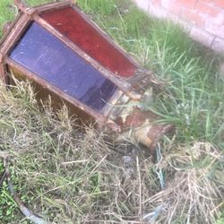 Vintage Light Fixture Outdoor Patio Pool Stain Glass