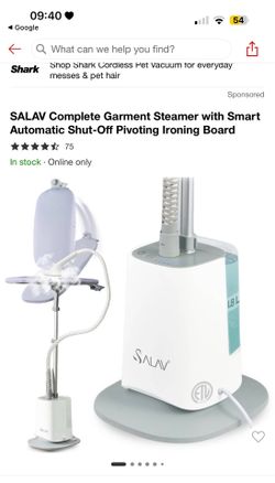 SALAV Complete Garment Steamer with Smart Automatic Shut-Off Pivoting Ironing Board