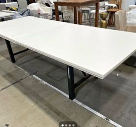 White Extendable Dining Table with Black Legs