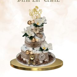 Handmade “We Can Bearly Wait” Neutral Diaper Cake – $90