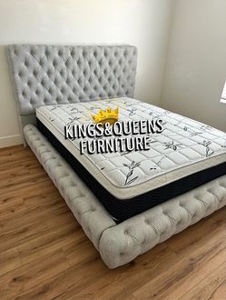 New Queen bed frame with mattress