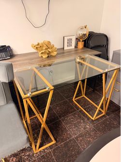 Glass desk chair and 2 filing cabinets