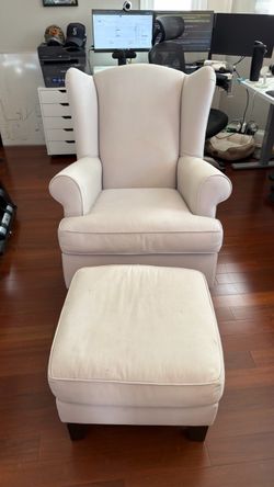 Pottery Barn Wingback Armchair with Ottoman