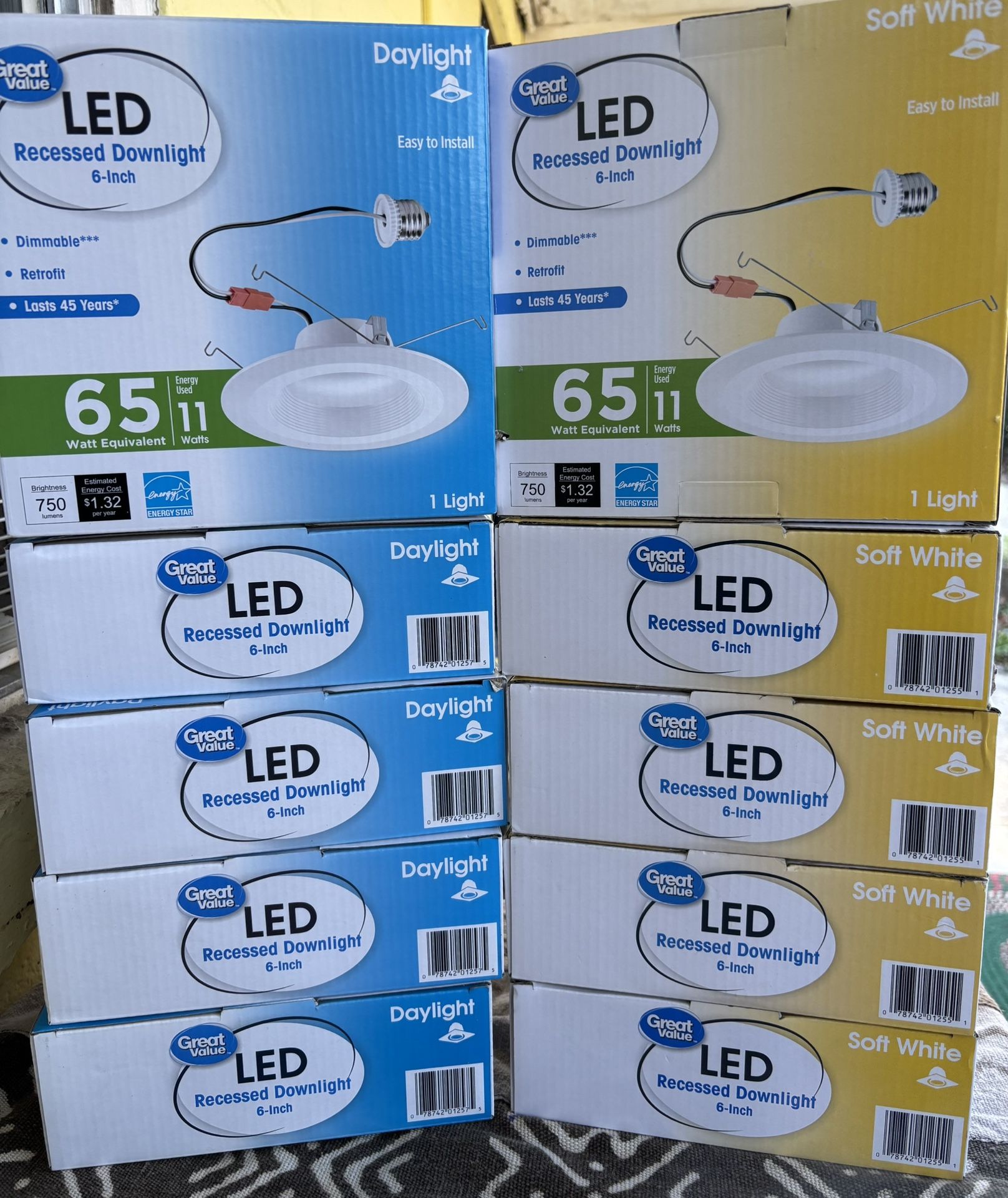 Great Value 6" LED Retrofit Downlight, 11-Watt (65W Replacement) Daylight or Soft White Dimmable E26 Screw Base