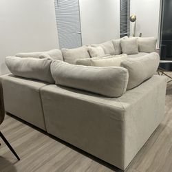Beige White Sectional Sofa