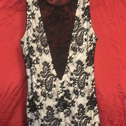 Gorgeous And Very Sexy Black & White Lace Dress Size L