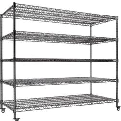 60” W Storage Shelves Heavy Duty | 5 Tier Wire 60”W×24”D×72” H Rolling Wire Rack with Wheels 3500 LBS