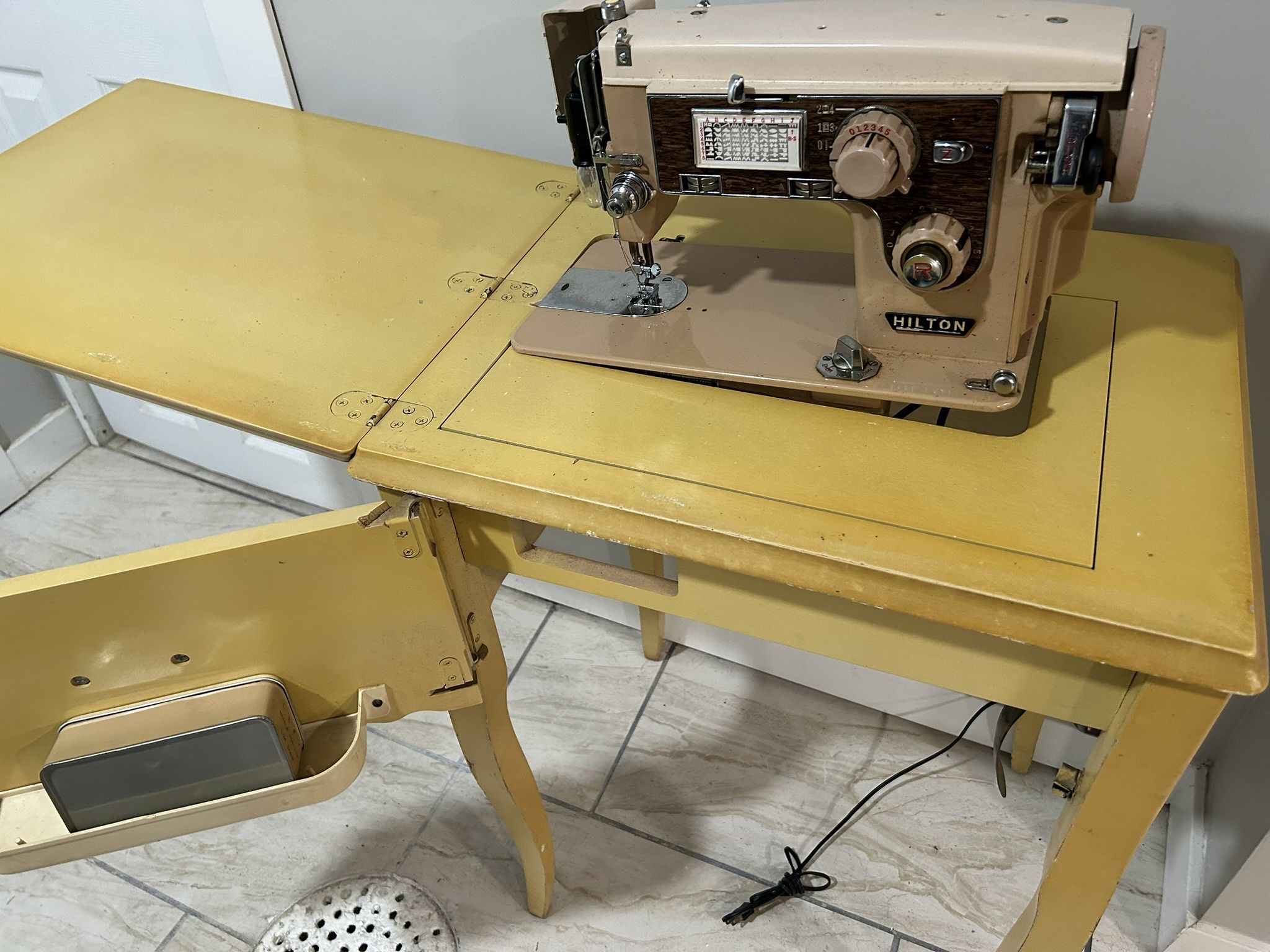 Vintage Hilton Sewing Machine and Cabinet