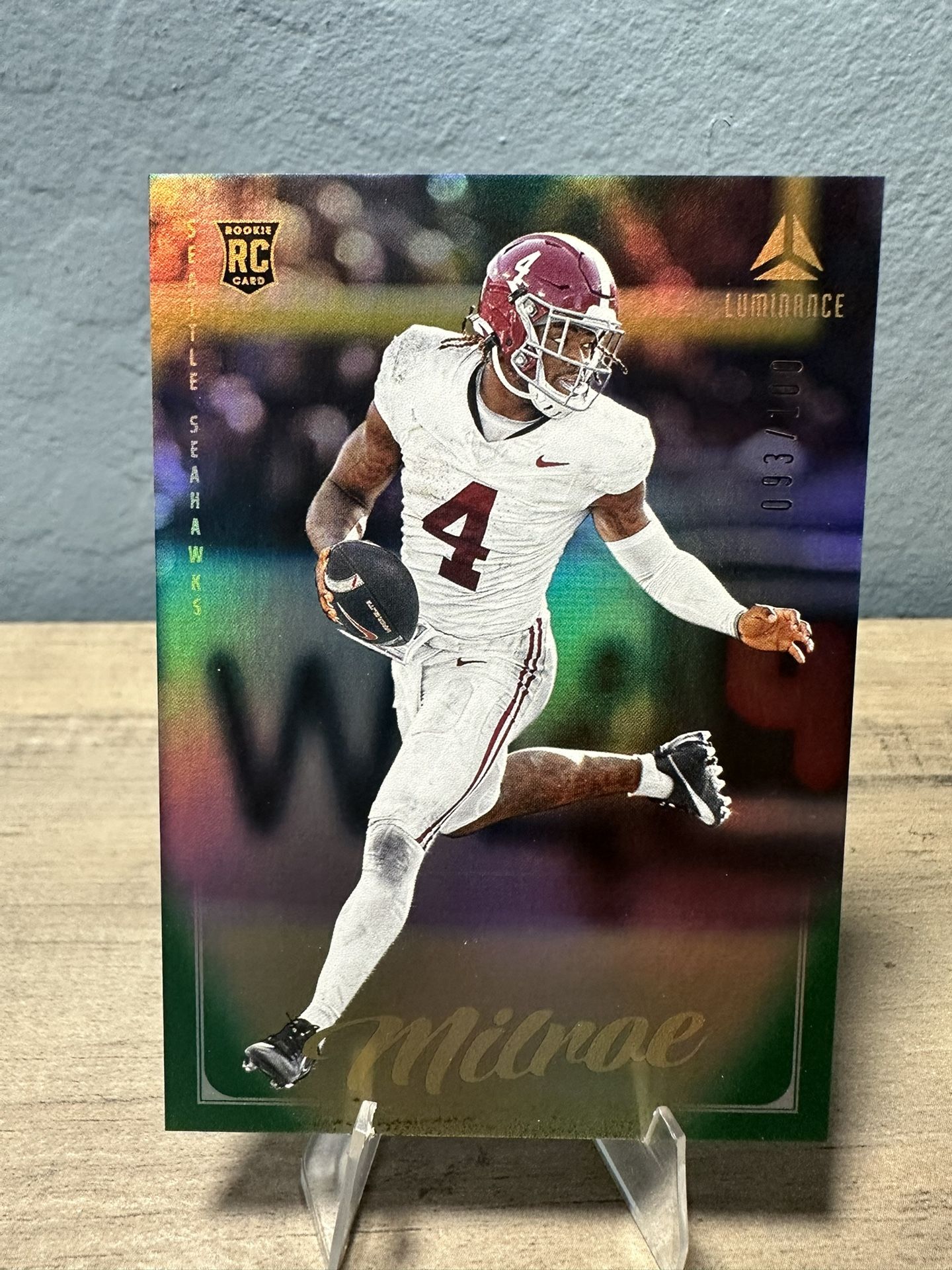 2025 Panini Luminance Jalen Milroe RC Seattle Seahawks Alabama Crimson Tide /100