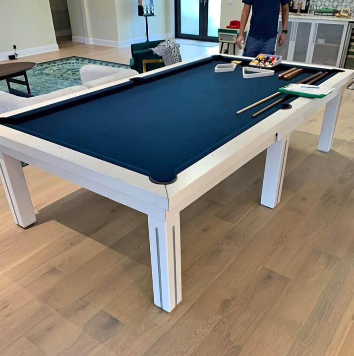 White Modern 9.5 Ft Billiard Table 3-piece Slate